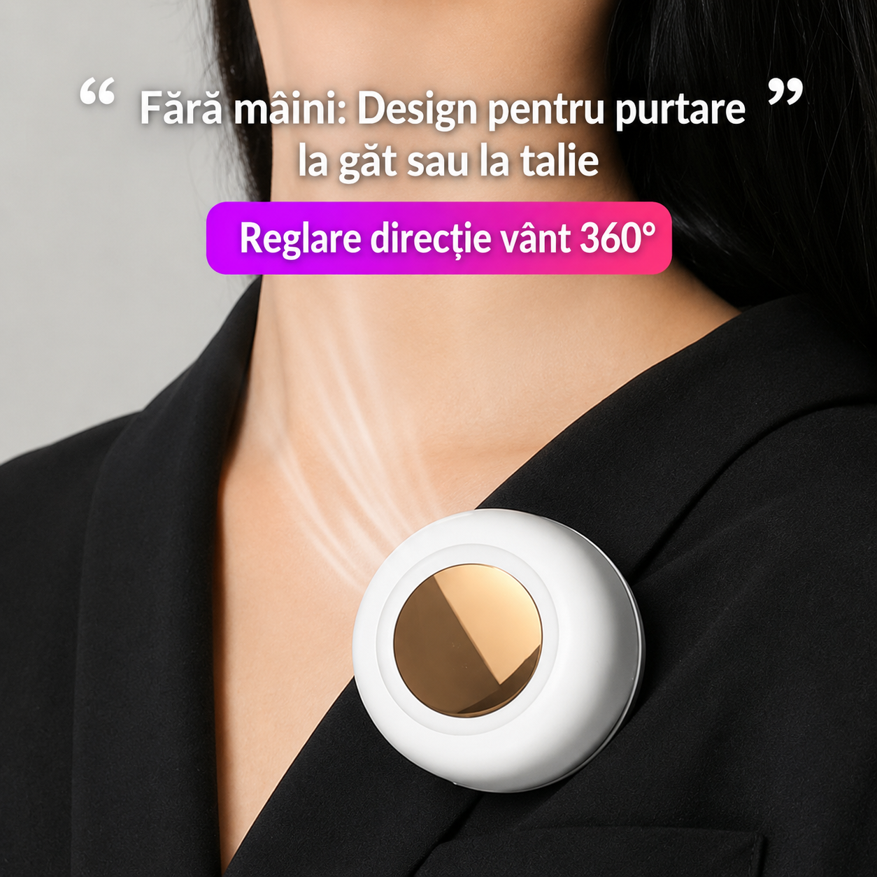 Mini ventilator portabil pentru guler