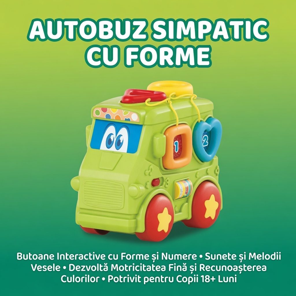 Autobuzul Vesel cu Forme, Lumini și Sunete