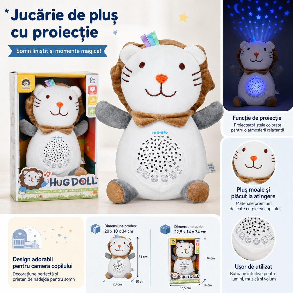 Leuț de Pluș Interactiv cu Proiecție Luminoasă și Muzică