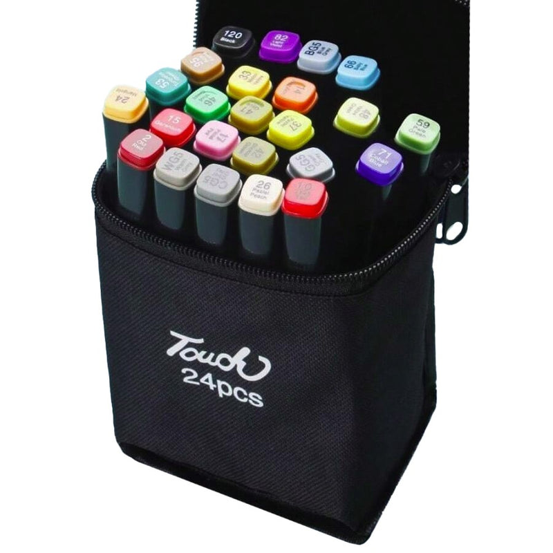 Set 24 markere cu alcool, geanta inclusa