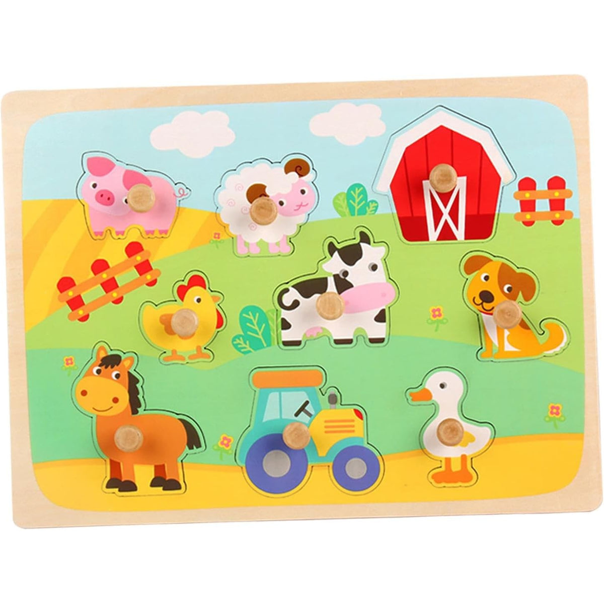 Puzzle Educativ 3D din Lemn — Ferma