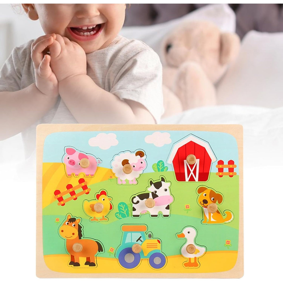 Puzzle Educativ 3D din Lemn — Ferma