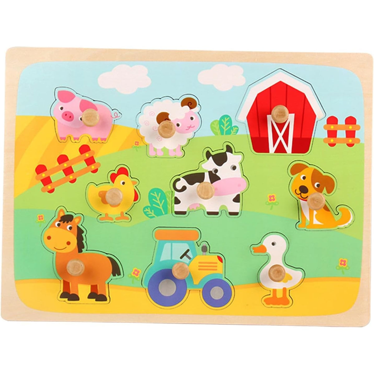 Puzzle Educativ 3D din Lemn — Ferma