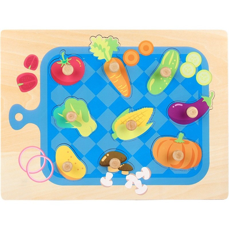 Puzzle Educativ 3D din Lemn — Legume