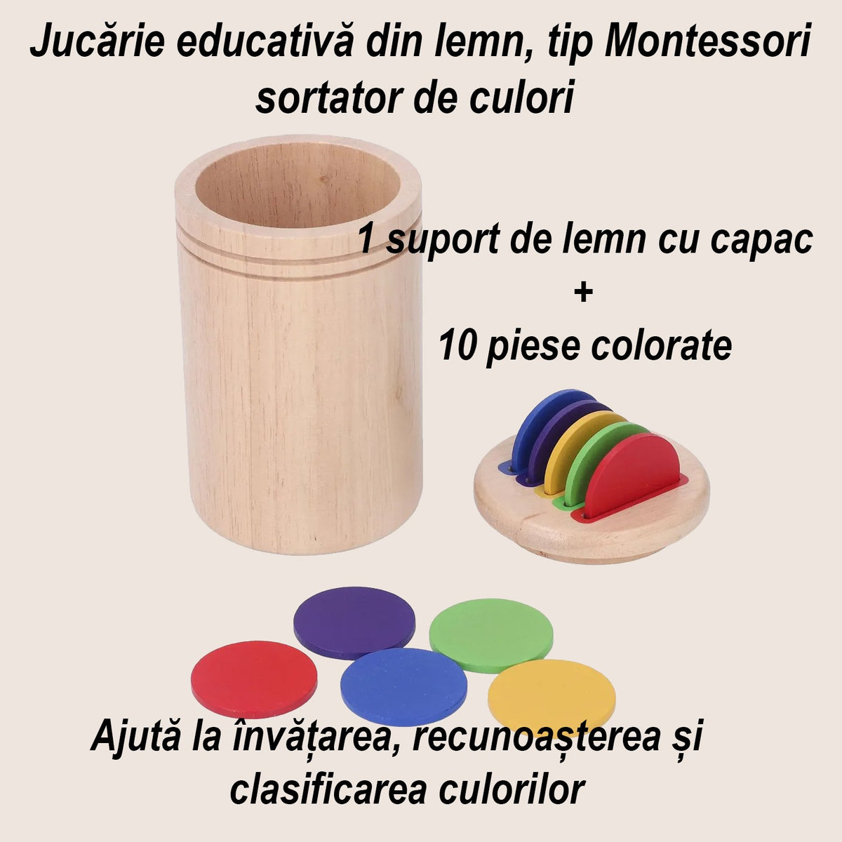 Sortator Educativ din Lemn cu Discuri Colorate